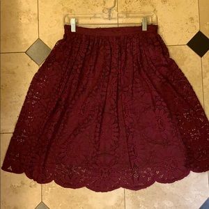 Beautiful burgundy floral lace skirt